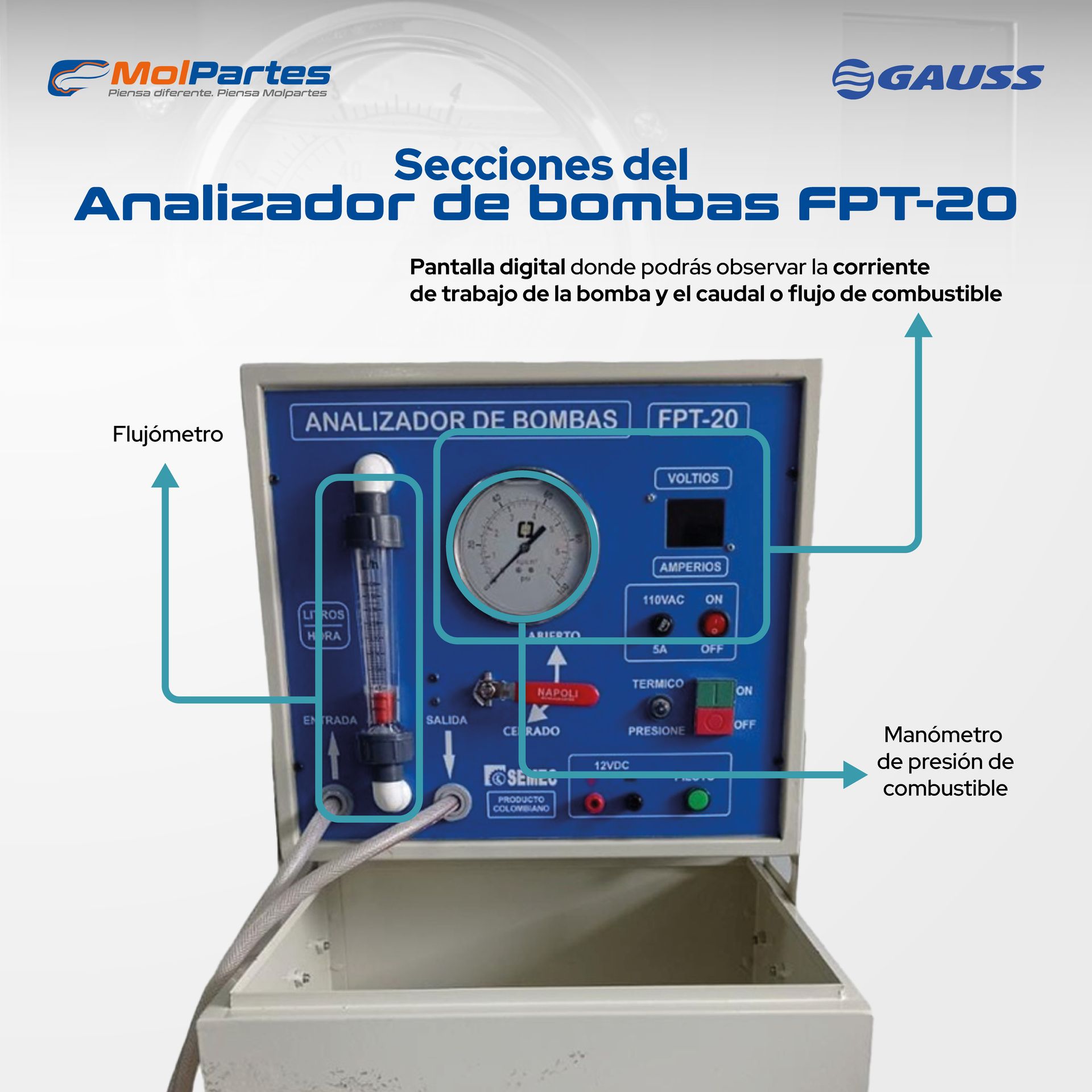 FPT-20 GAUSS ANALIZADOR DE BOMBAS