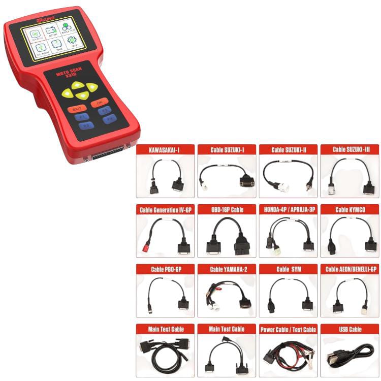 [04X318] ESCANER X-318 MULTIMARCA (PRUEBA DE ACTUADORES, LECTOR DE FLUJO DE DATOS, BORRAR CODIGOS DE FALLA) MOTOCICLETA