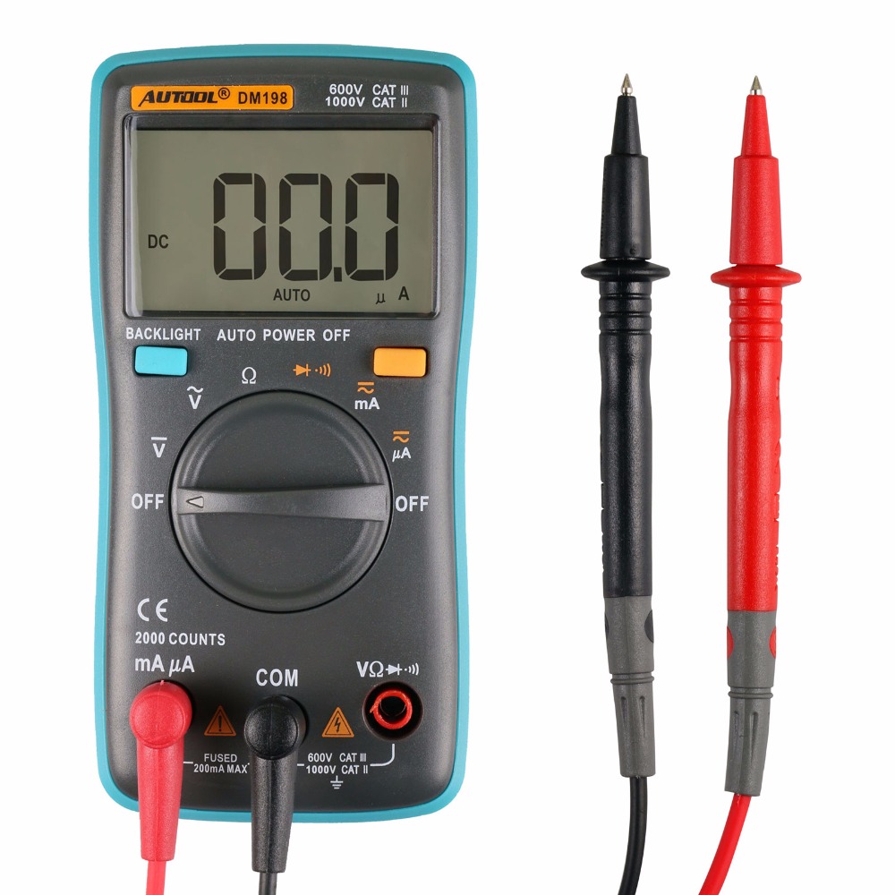 [88DM198] MULTIMETRO DIGITAL DM198 PORTATIL (AC/DC, AMPERAJE, RESISTENCIA, CONTINUIDAD) MOTOCICLETA