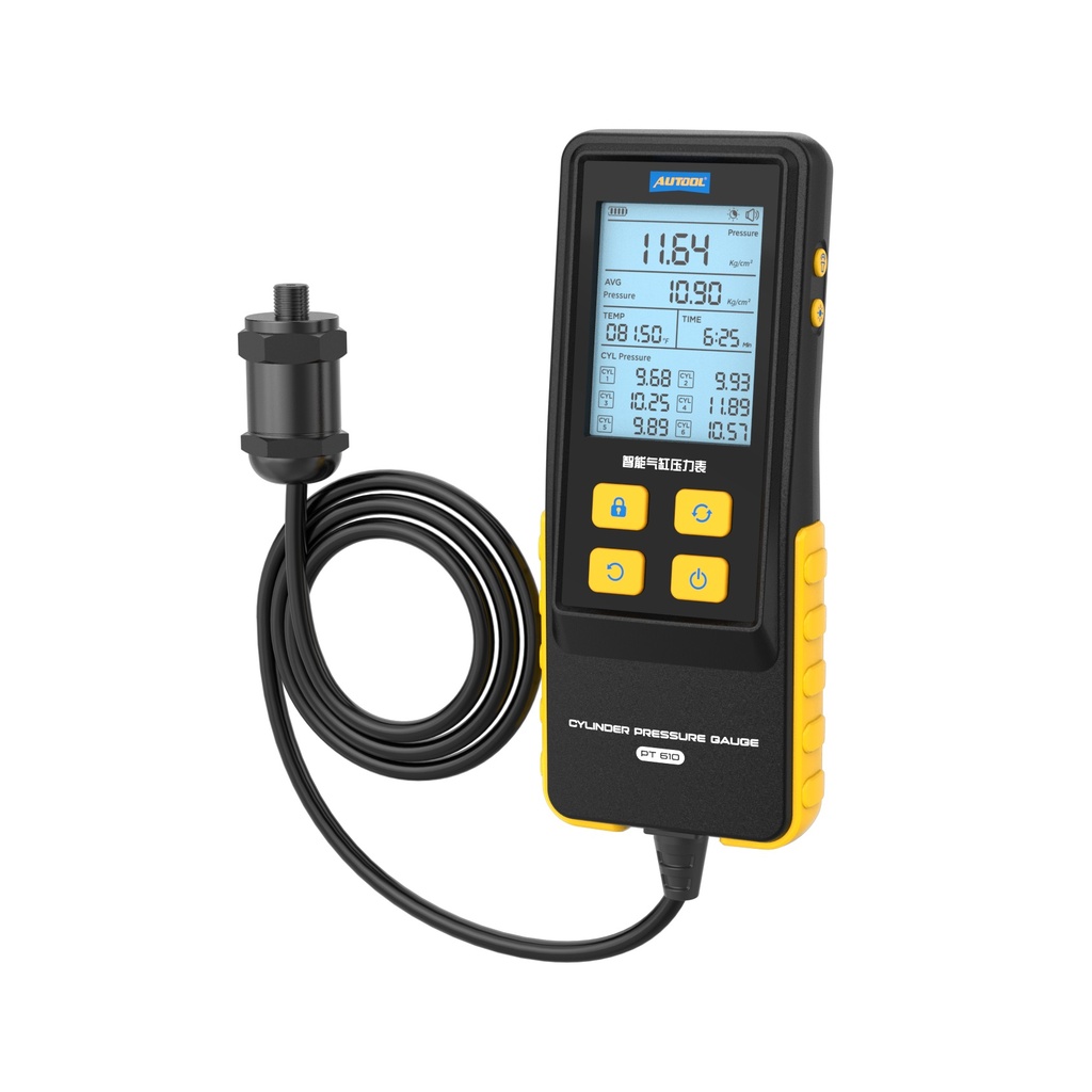 [04PT610] Medidor Digital de Compresión de Cilindros AUTOOL PT610 – 0–426,6 psi, Memoria de 6 Cilindros y Temperatura